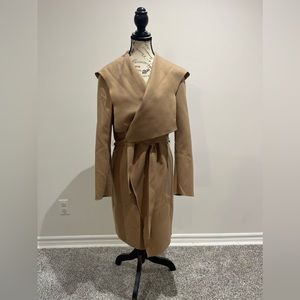 Wool hood+ belted coat that has never been worn. Perfect condition.